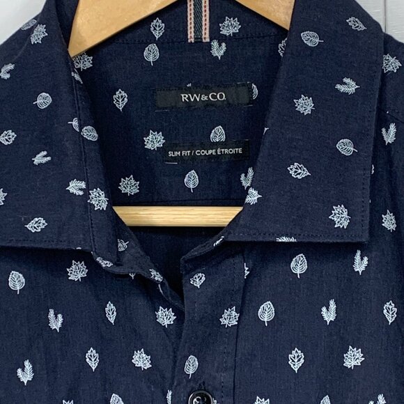 RW & Co Mens Blue Patterned Shirt - Picture 5 of 12